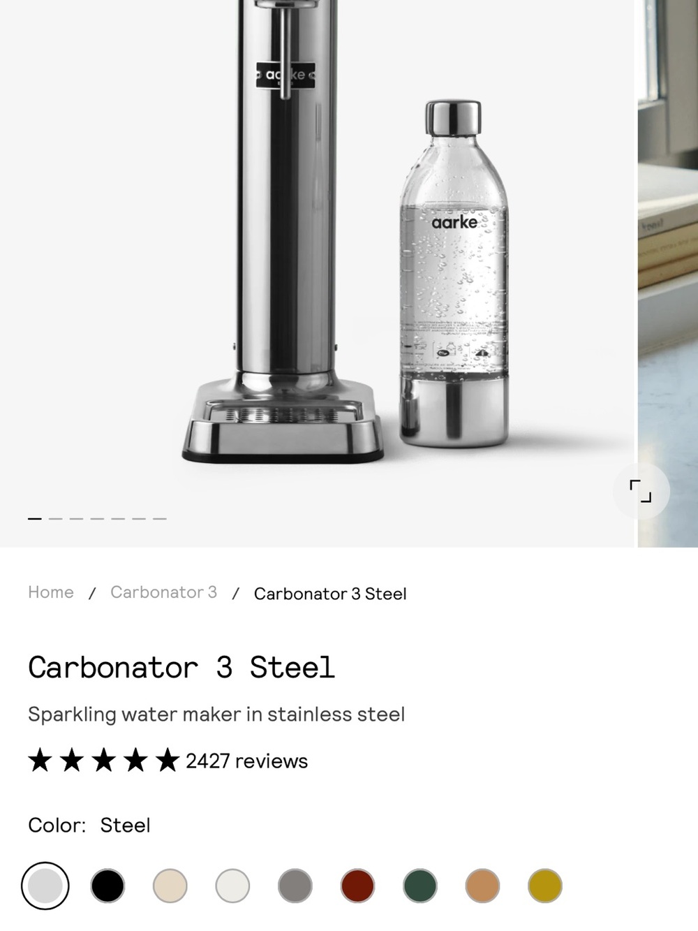 Carbonator 3 Stainless Steel Sparkling Water Maker - Steel